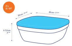 Freshbox - Boite de conservation carrée couvercle bleu 2L