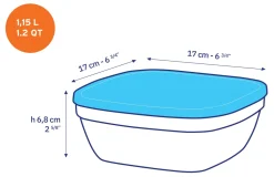 Freshbox - Boite de conservation carrée couvercle bleu 1,15L