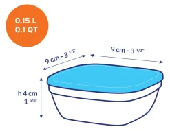 Freshbox - Boite de conservation carrée couvercle bleu 15cl