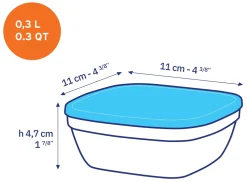 Freshbox - Boite de conservation carrée couvercle blanc 30cl