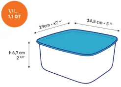 Freshbox - Boite de conservation rectangulaire couvercle blanc 1,1L