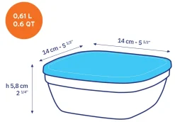 Freshbox - Boite de conservation carrée couvercle blanc 61cl