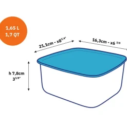 Freshbox - Boite de conservation rectangulaire couvercle bleu 1,65L