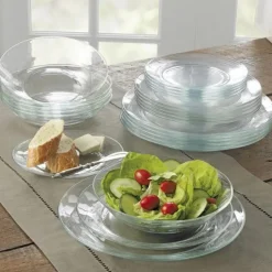 Lys - Assiettes creuses en verre transparent x6 - 23cm