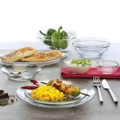 Lys - Assiettes creuses en verre transparent x6 - 23cm