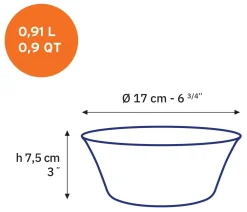 Lys - Saladier en verre - Bleu Marine - 17cm - 91cl